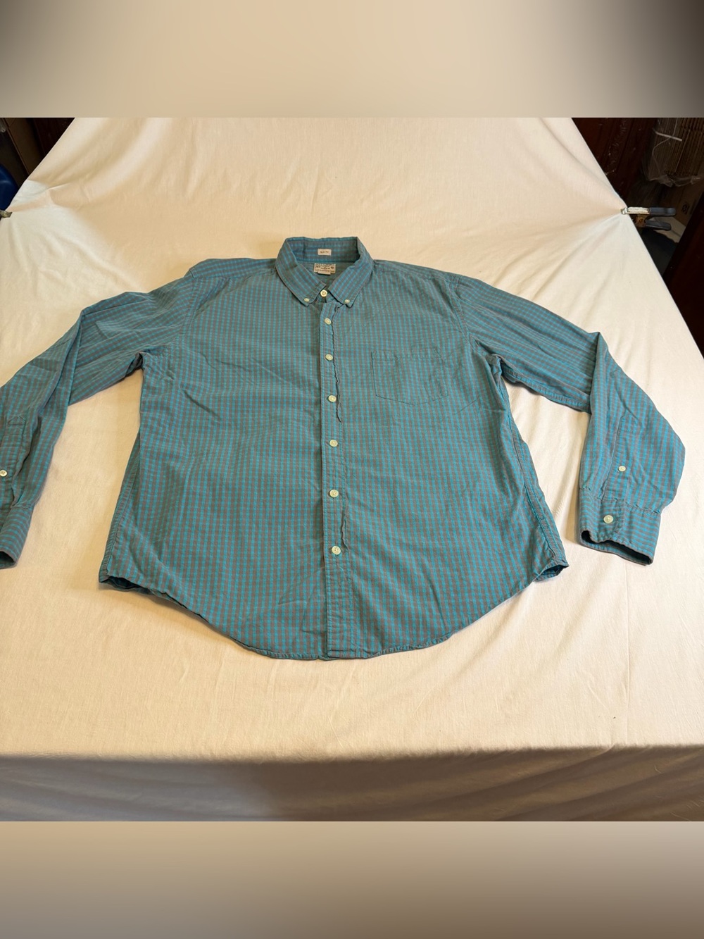 J. Crew Teal Plaid Button-Down Shirt Size XL